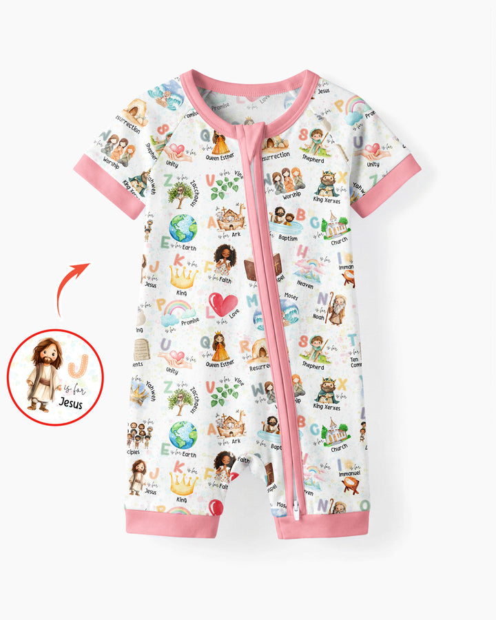 Bible ABC Alphabet Bamboo Shorty Zippy