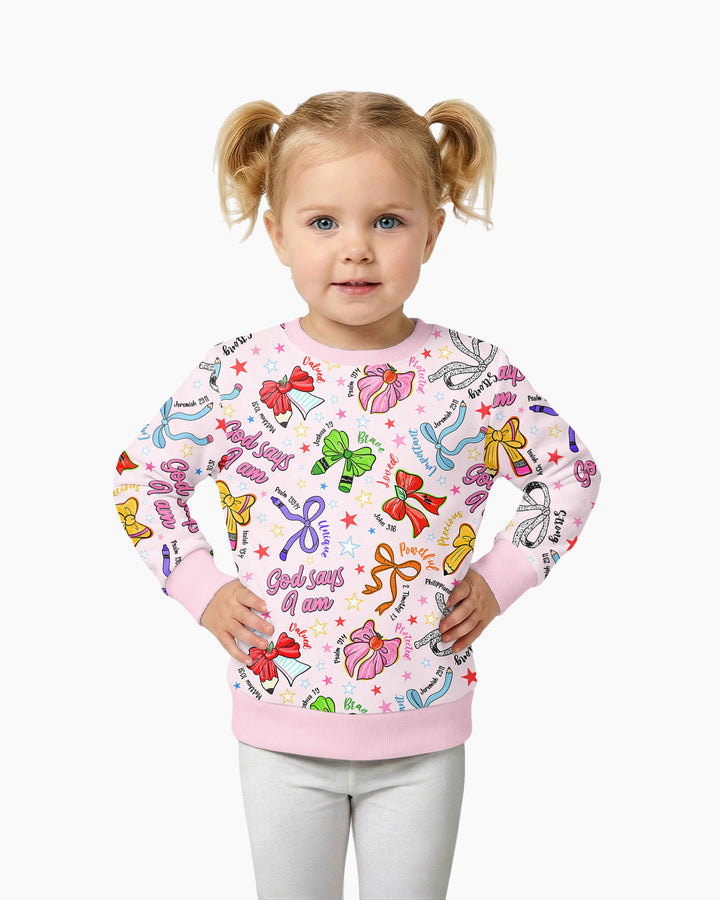 Pencil Bows God Says I Am Bamboo Crewneck Sweatshirt
