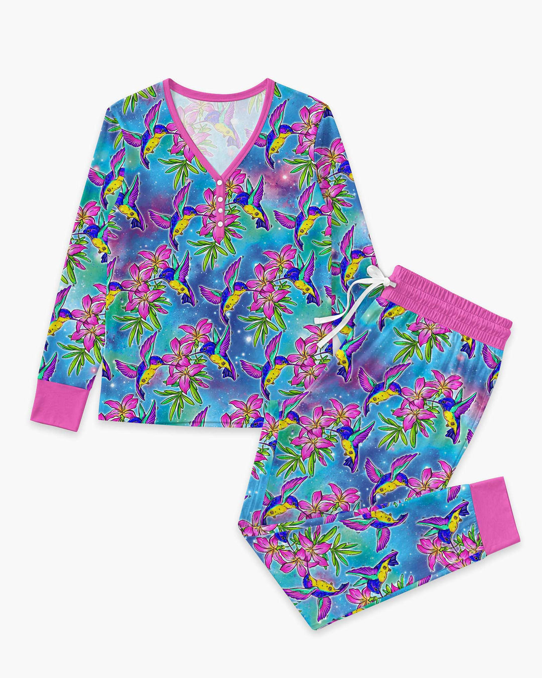 Floral Hummingbird Bamboo Women Pajama Set