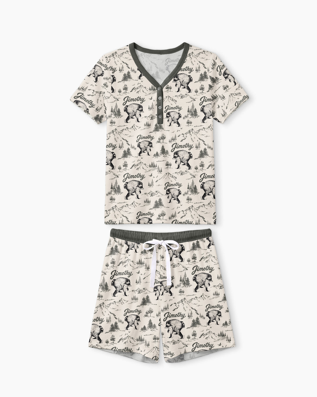Vintage Jimothy Racoon Family Matching Bamboo Women Short Sleeve Short Pajama Set