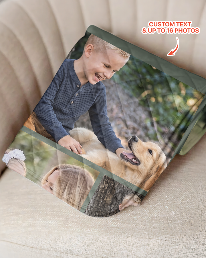 Custom Photo Collage Family Bamboo Quilt Blanket