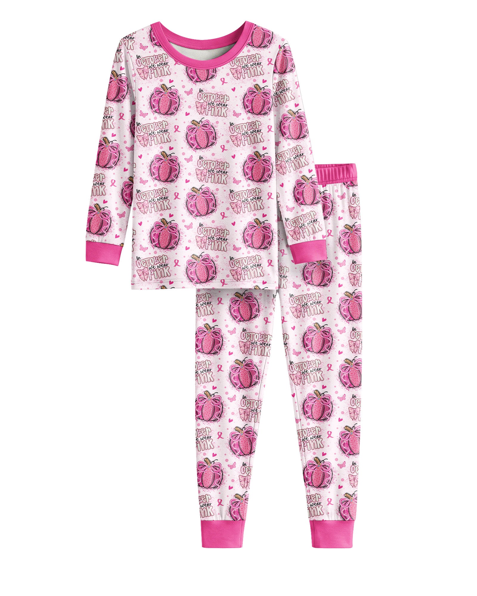 We Wear Pink Pumpkin Mommy & Me Matching Bamboo Two Piece Long Sleeve Pajama Set