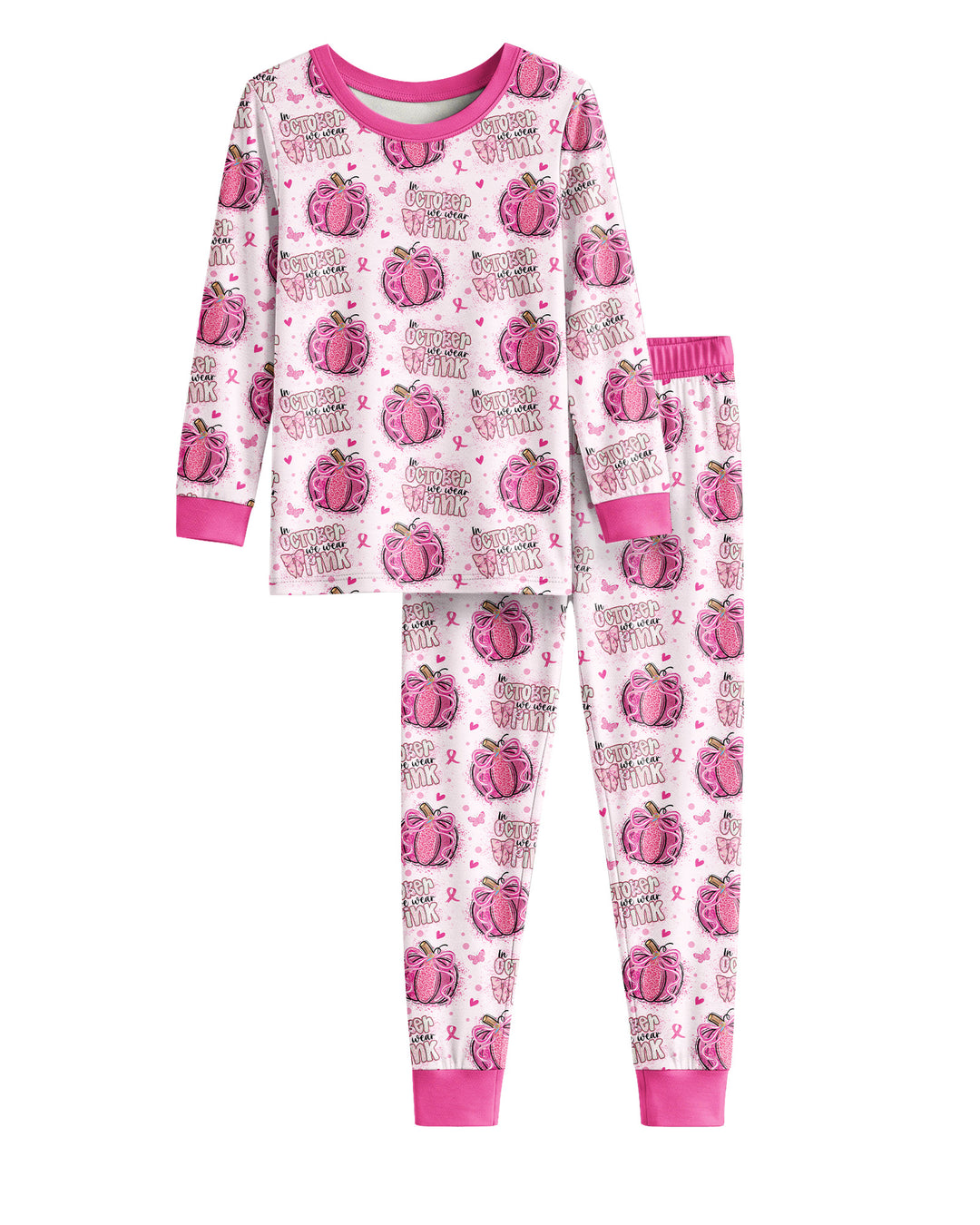 We Wear Pink Pumpkin Mommy & Me Matching Bamboo Two Piece Long Sleeve Pajama Set
