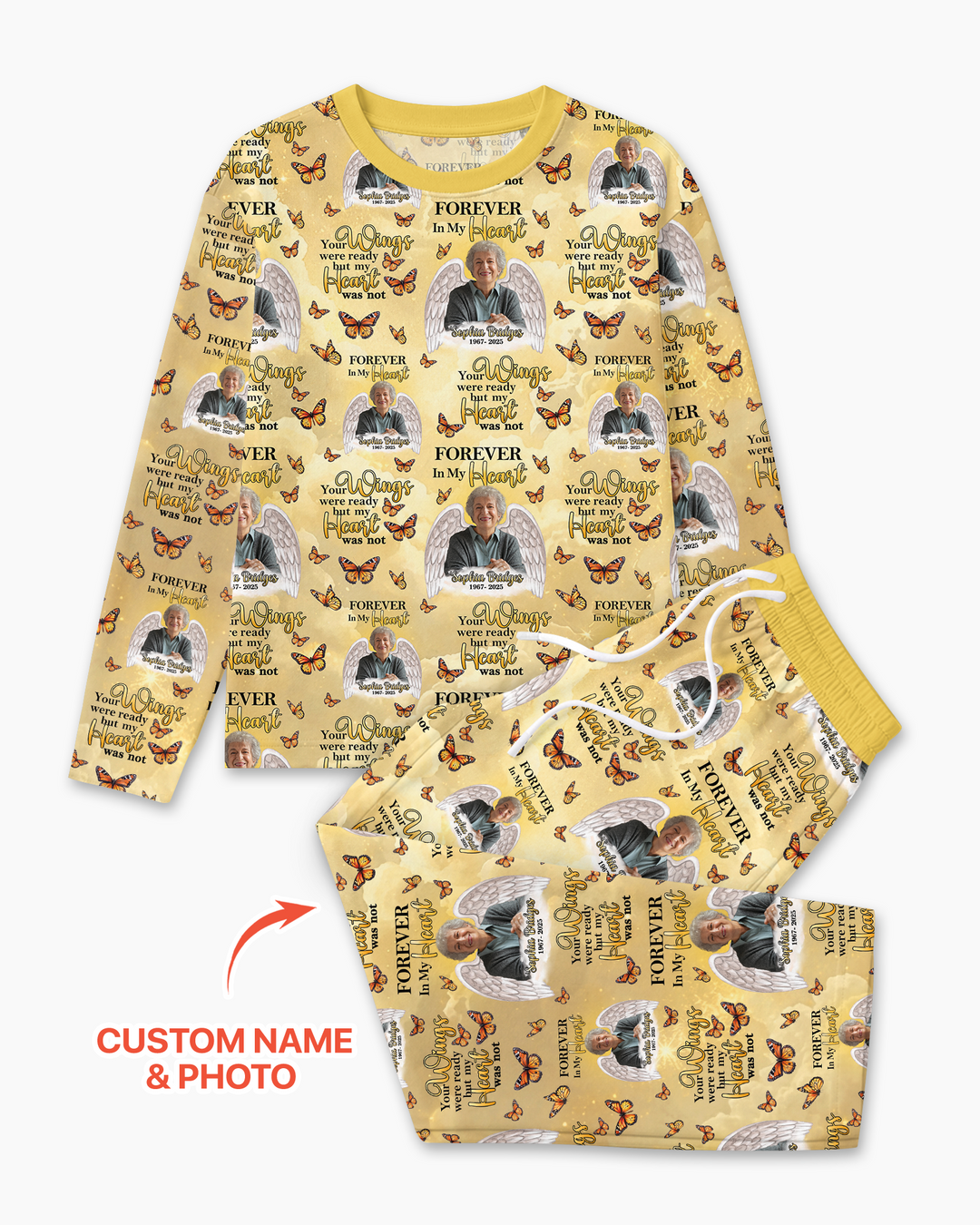 Custom Photo Forever In My Heart Family Matching Bamboo Men Pajama Set