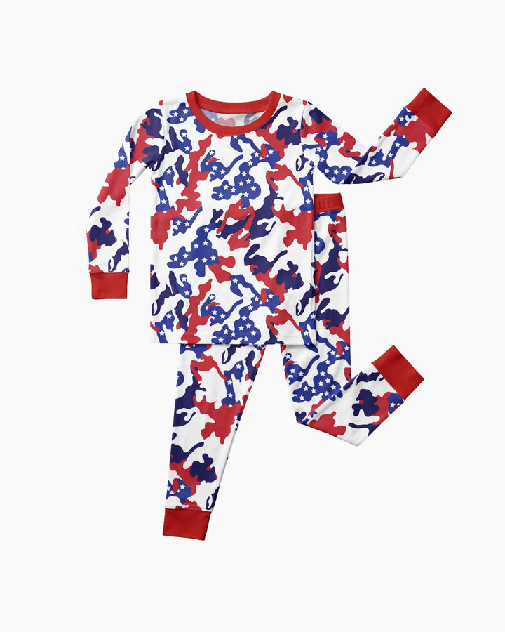 Patriot Camo Daddy & Me Matching Bamboo Two Piece Long Sleeve Pajama Set