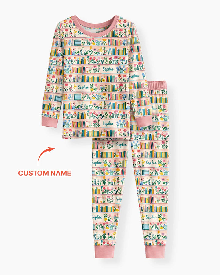 Personalized Book Lover Bamboo Two Piece Long Sleeve Pajama Set