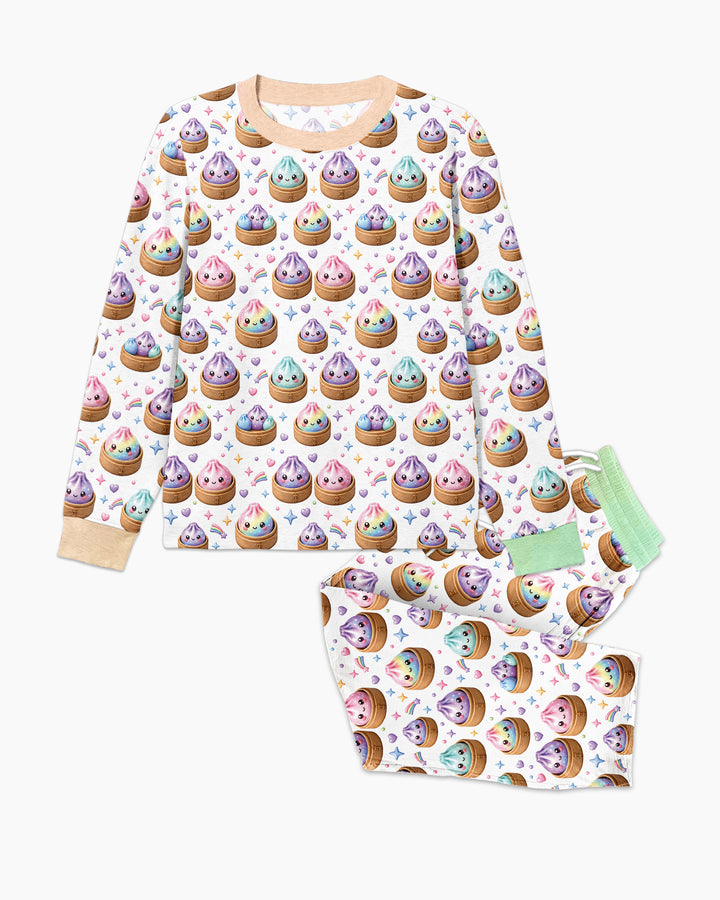 Cute Glitter Dumpling Bamboo Men's Pajama Set