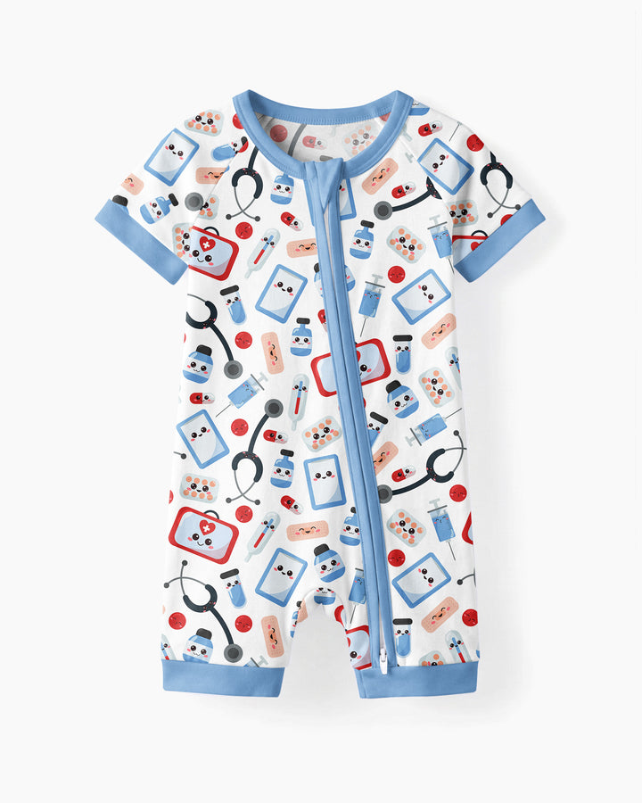 Medical Buddies Bamboo Shorty Zippered Romper
