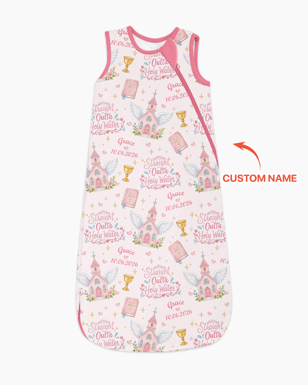 Custom Name Baptism Christening Straight Outta Holy Water Bamboo Sleep Bag