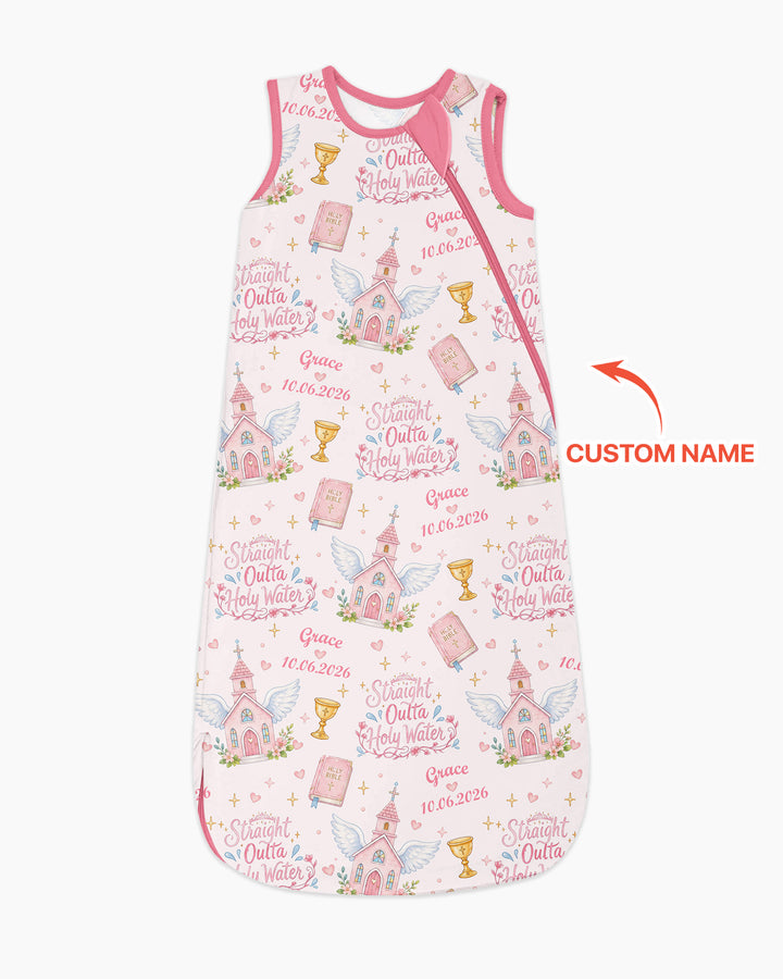 Custom Name Baptism Christening Straight Outta Holy Water Bamboo Sleep Bag