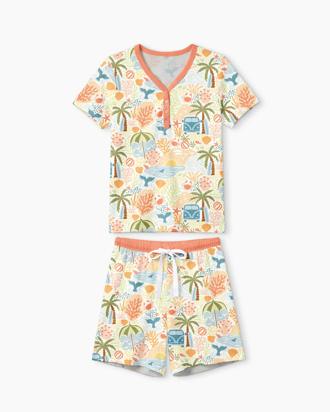 Beachy Boho Bamboo Women Short Sleeve Short Pajama Set