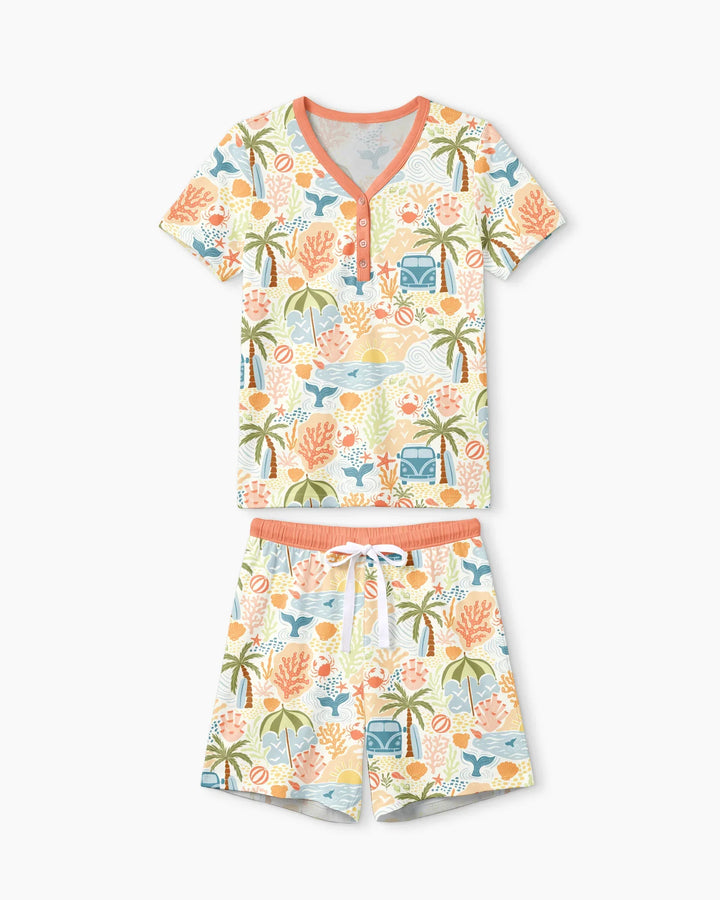 Beachy Boho Bamboo Women Short Sleeve Short Pajama Set