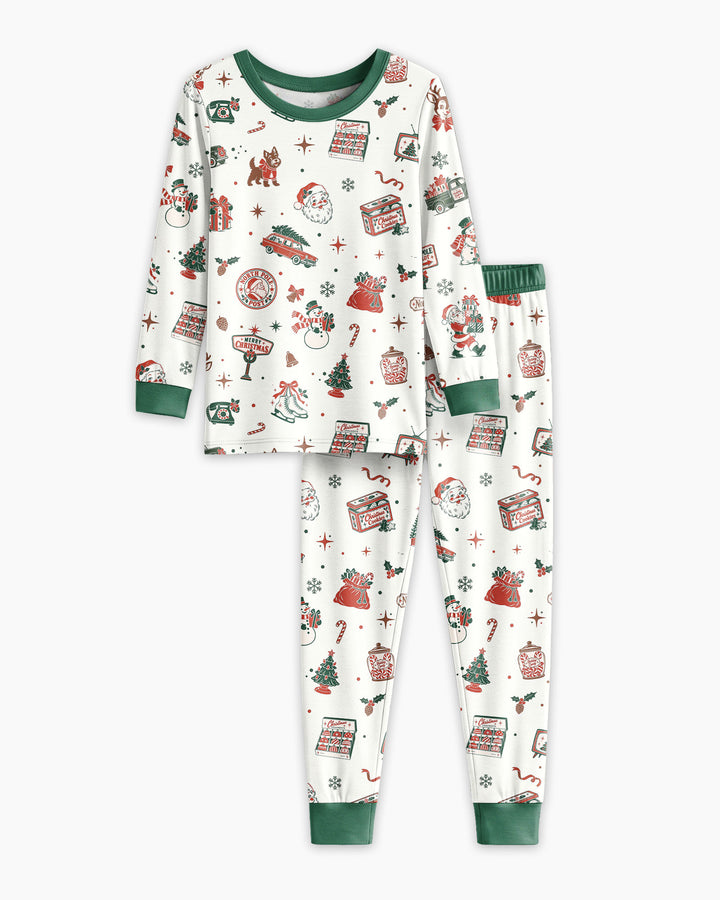 North Pole Retro Bamboo Two Piece Long Sleeve Pajama Set