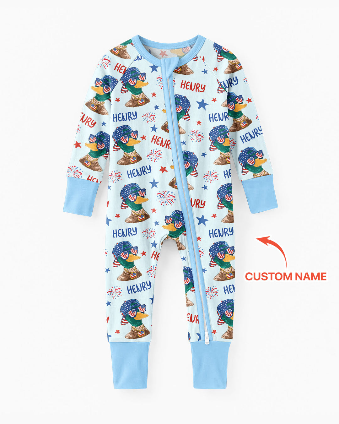 Custom Name Patriotic Mallard Duck Bamboo Convertible Zippy