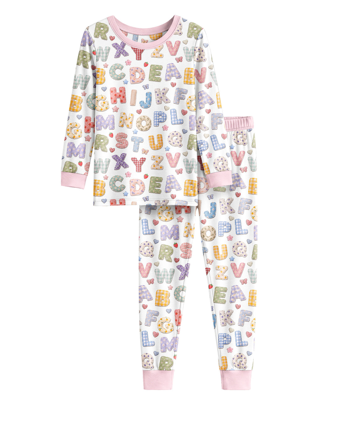 Fabric Alphabet Letters Bamboo Two Piece Long Sleeve Pajama Set
