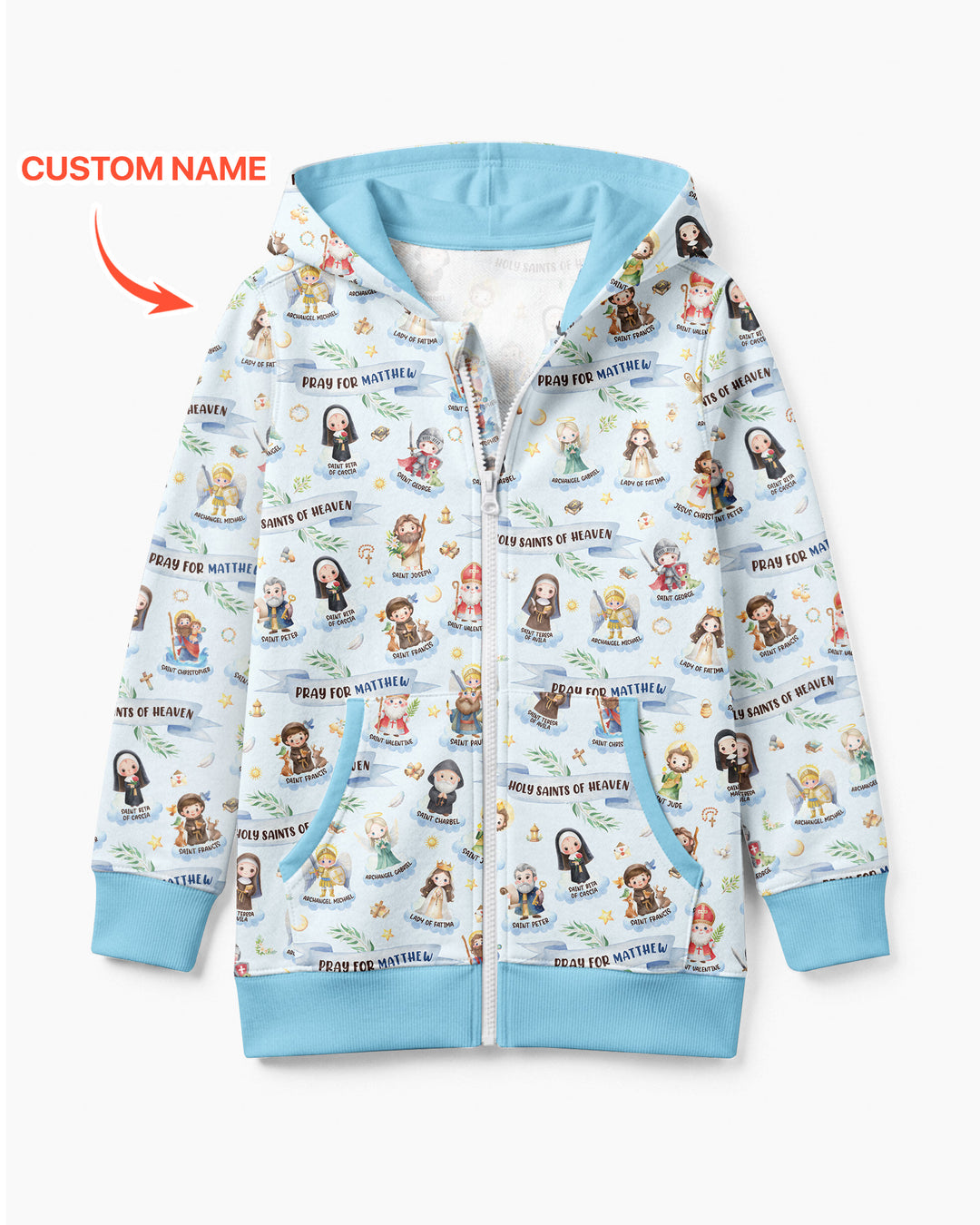 Holy Saints of Heaven Custom Name Bamboo Zip Hoodie