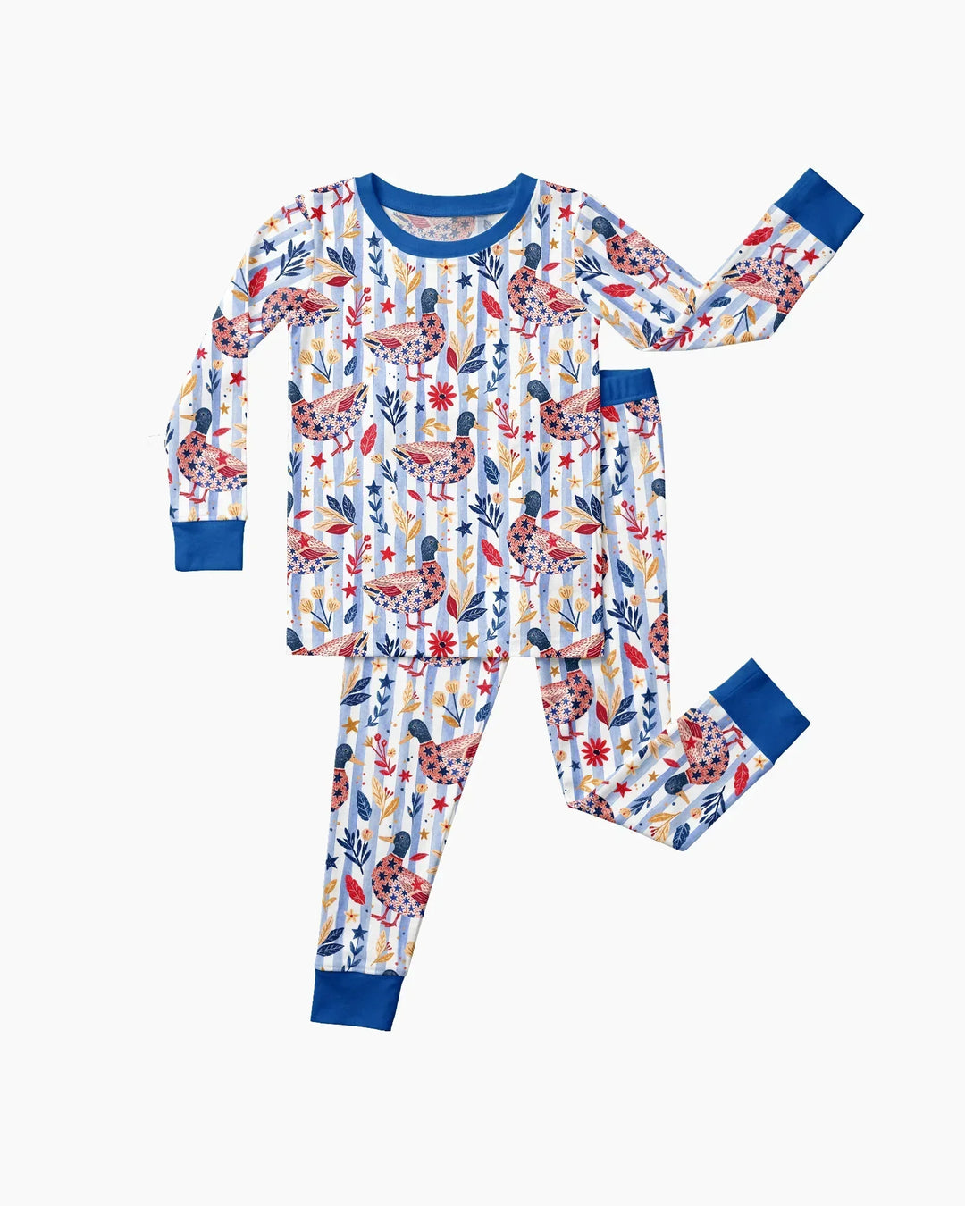 Patriotic Mallard Duck Bamboo Two Piece Long Sleeve Pajama Set