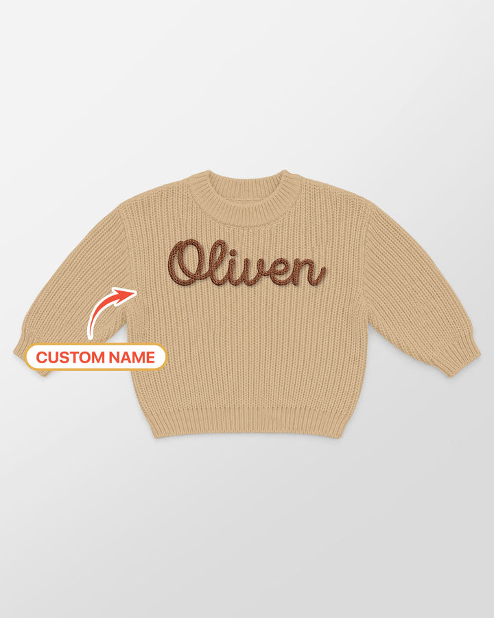 Embroidered Baby Name Bamboo Knit Sweater Bubble