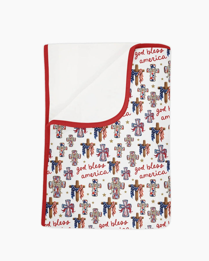 God Bless America Family Matching Bamboo Blanket