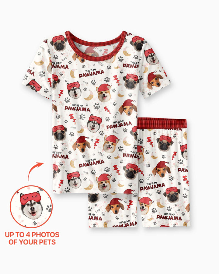 Custom Pet Photo This Is My Pawjama Bamboo Two Piece Short Sleeve Shorts Pajama Set