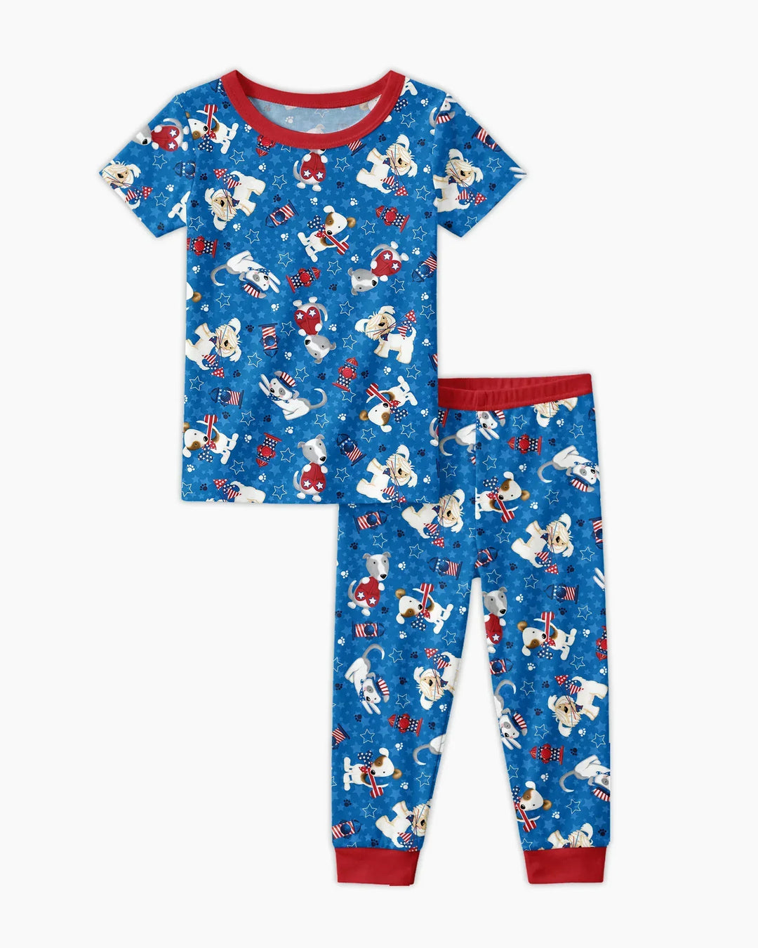 Red, White & Woof Family Matching Bamboo Two Piece Short Sleeve Pajama Set