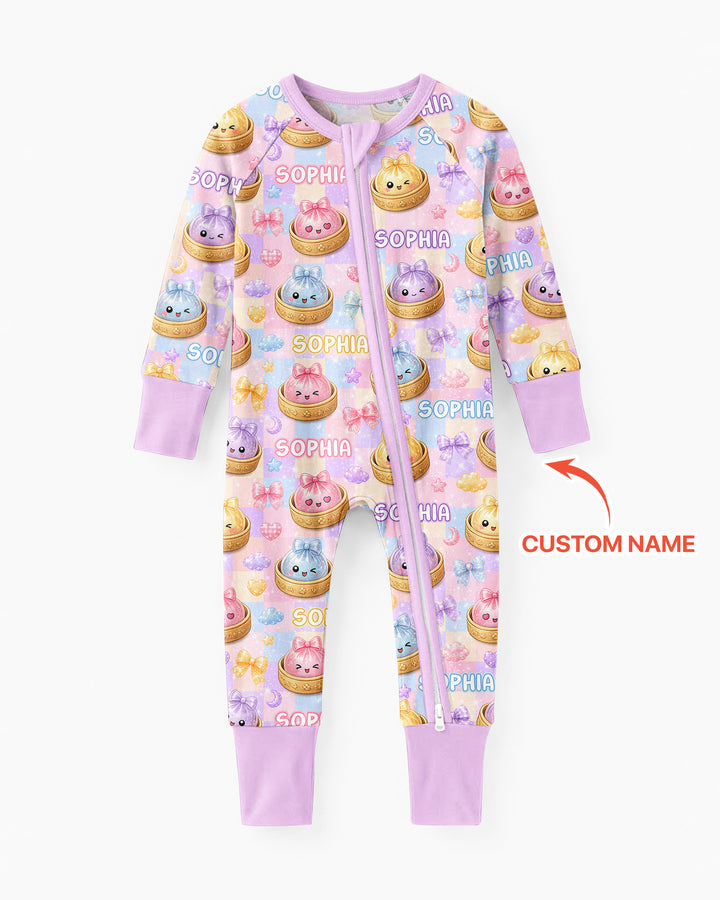 Custom Name Coquette Glitter Dumpling Bamboo Convertible Zippy