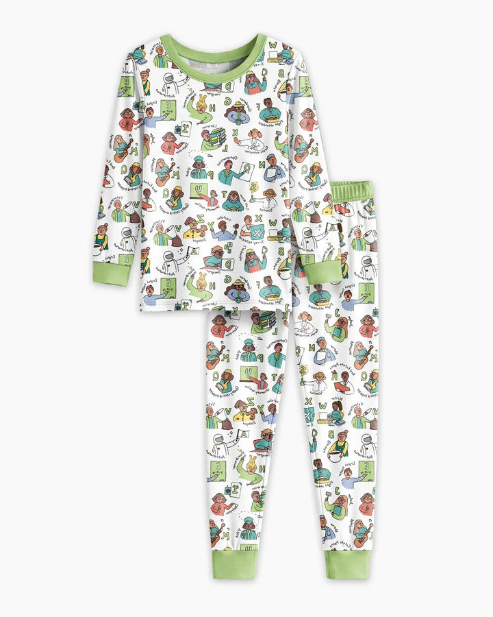 Conjunto de pijama de dos piezas de bambú de manga larga