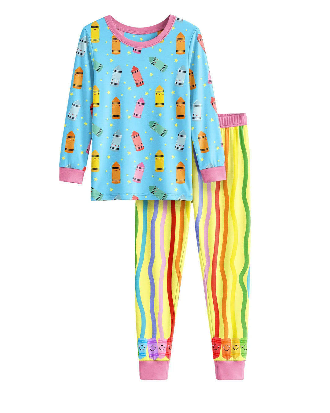 Happy Crayon Friends Bamboo Two Piece Long Sleeve Pajama Set