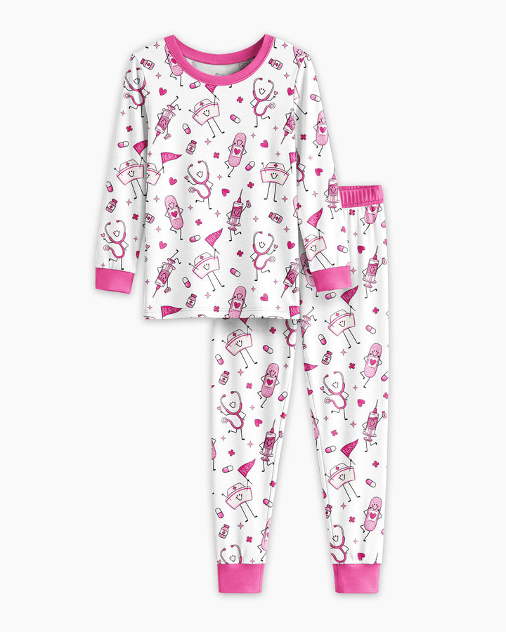 Conjunto de pijama de dos piezas de bambú de manga larga para toda la familia "Coastal Charm"