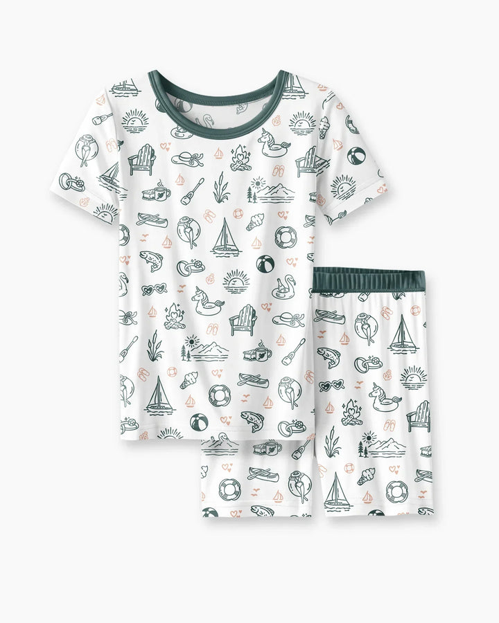 Schlafanzug-Set zweiteilig, kurze Ärmel, kurze Hose, Bambus