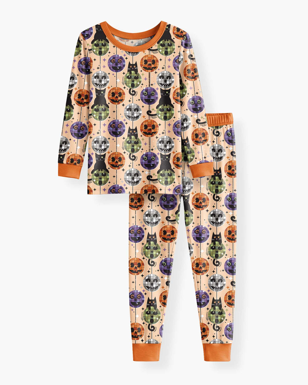 Groovy Halloween Disco Cat Bamboo Two Piece Long Sleeve Pajama Set