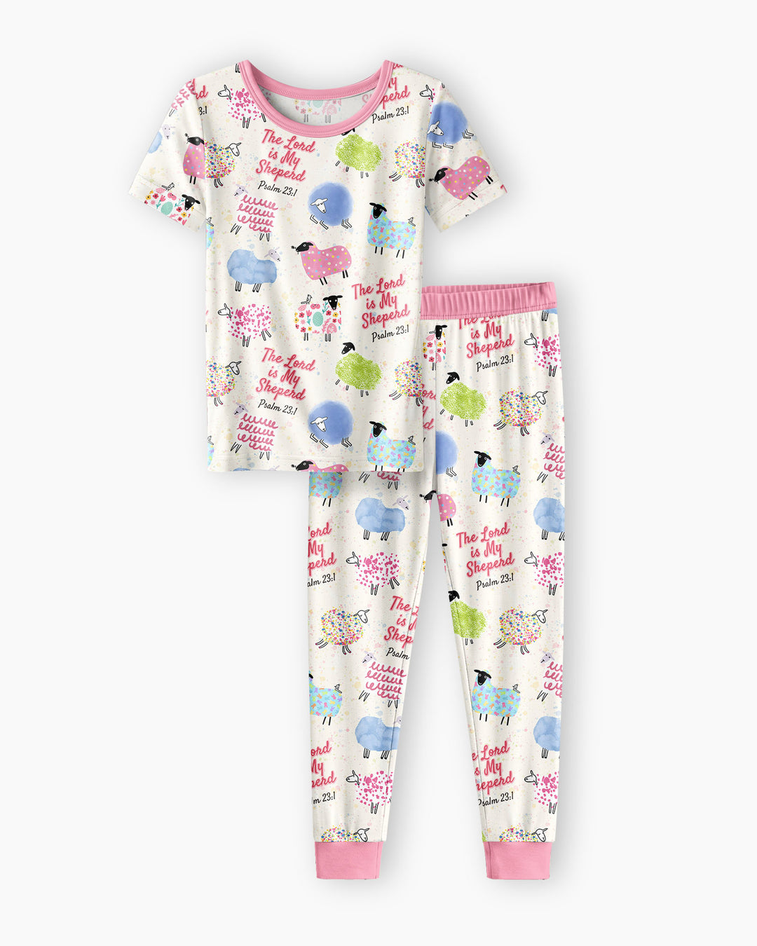 The Lord Is My Shepherd Psalm 23 Bamboo Two Piece Short Sleeve Pajama Set