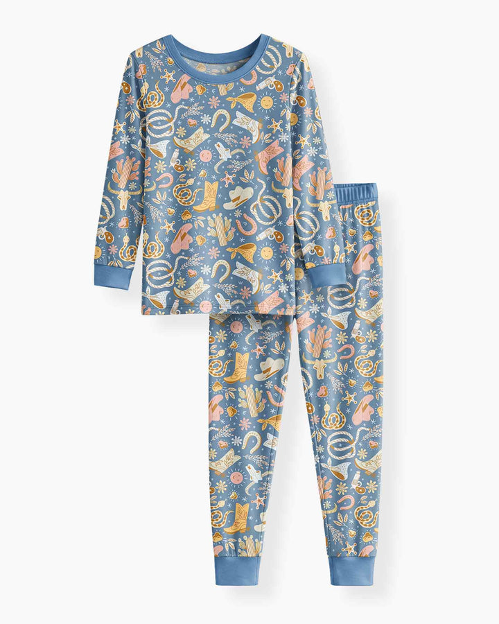 Doodly Cowboy Bamboo Two Piece Long Sleeve Pajama Set