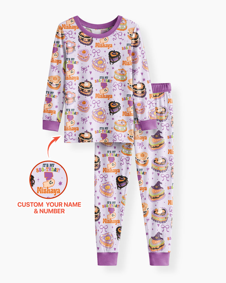 Custom Halloween Birthday Bamboo Two Piece Long Sleeve Pajama Set