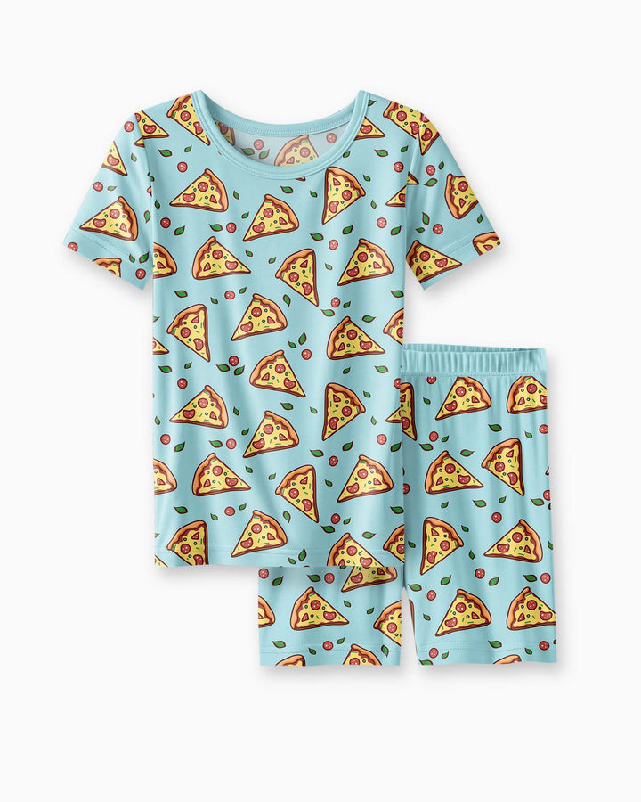 Pizza Doodle Bamboo Two-Piece Short Sleeve Shorts Pajama Set