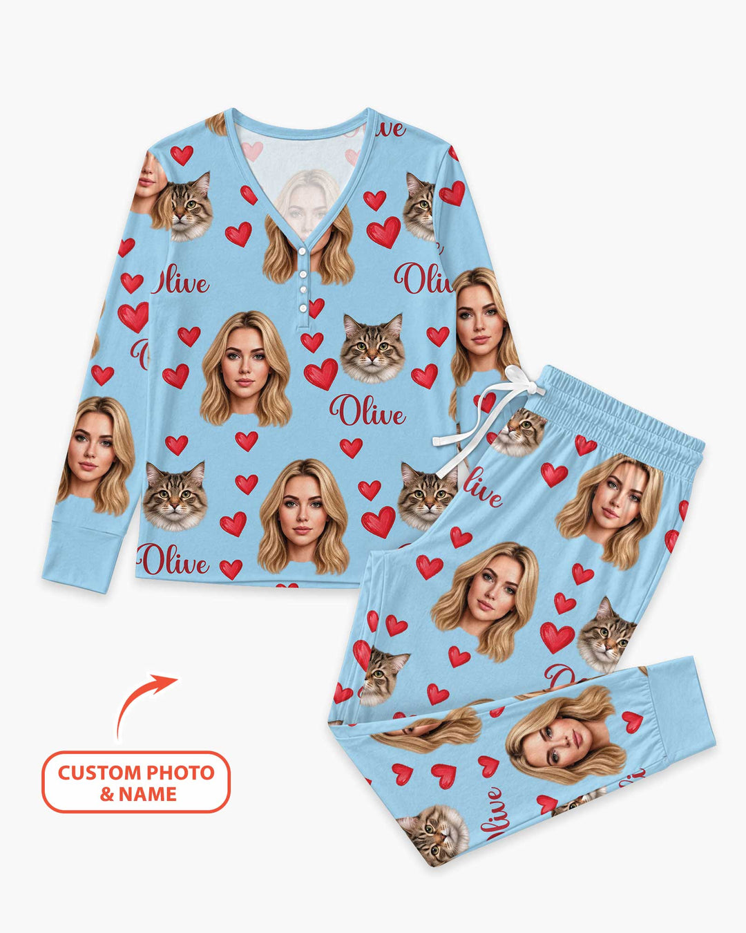Custom Face Family Matching Bamboo Women Pajama Set