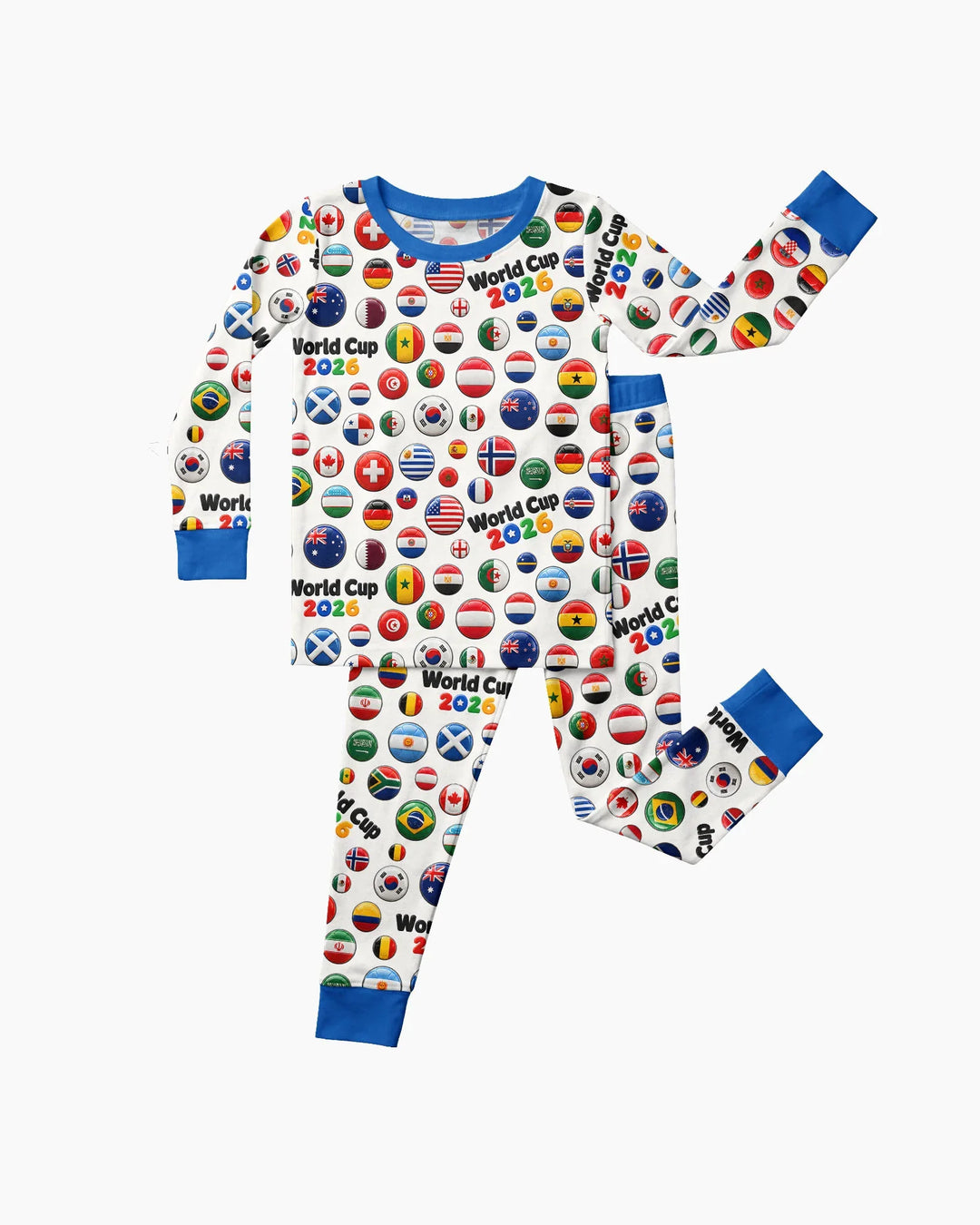 Soccer Cup All Country Balls Bamboo Two Piece Long Sleeve Pajama Set