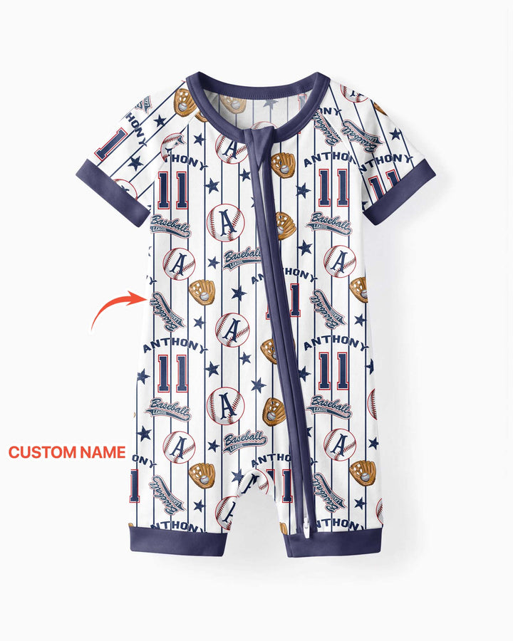 Béisbol con nombre personalizado Bambú manga corta con cremallera