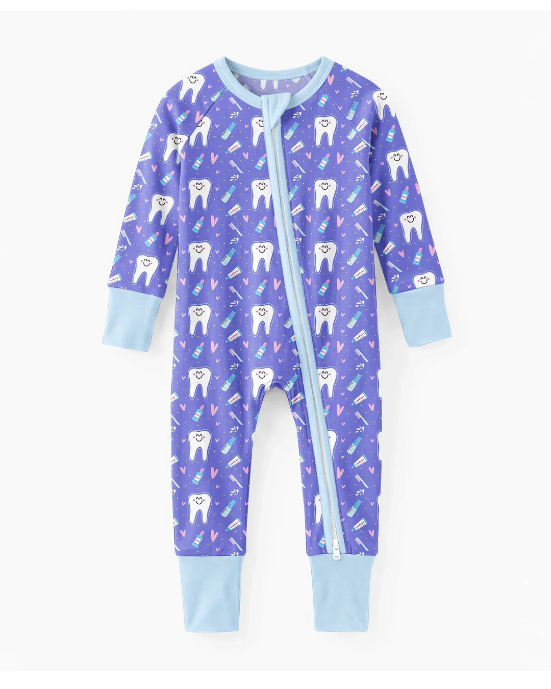 Brushing Teeth Bamboo Convertible Zippered Romper
