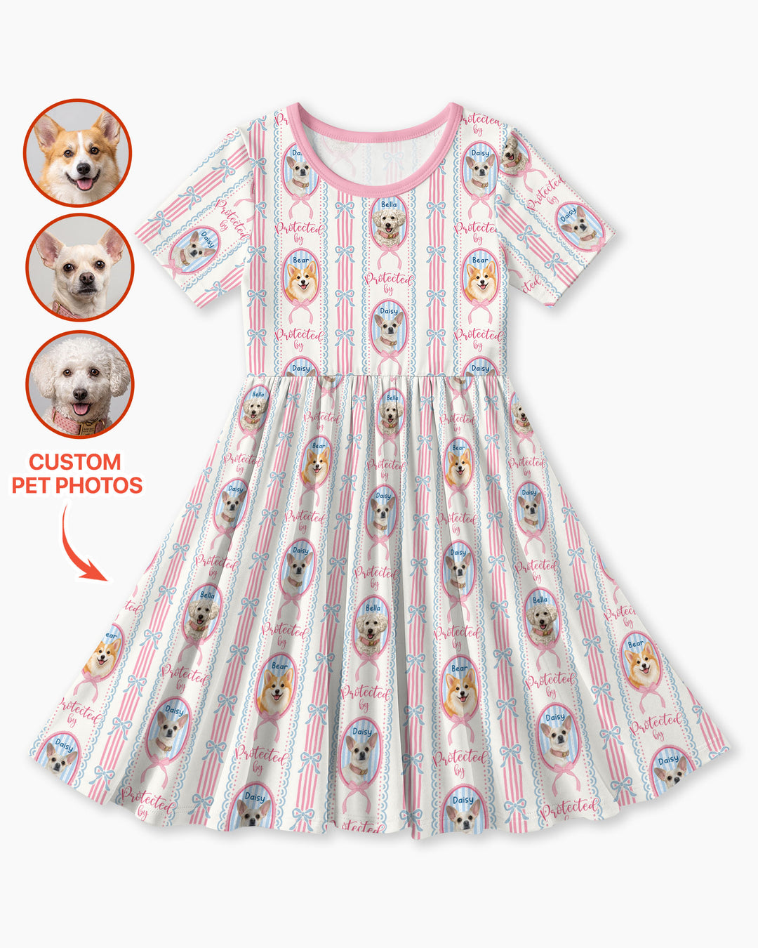 Custom Coquette Pet Photo Little Protector Bamboo Twirl Dress