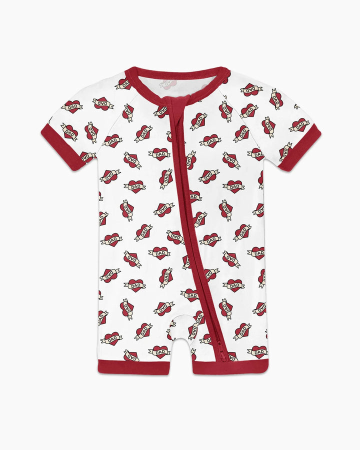 Old School Dad Hearts Daddy & Me Matching Bamboo Shorty Zippy