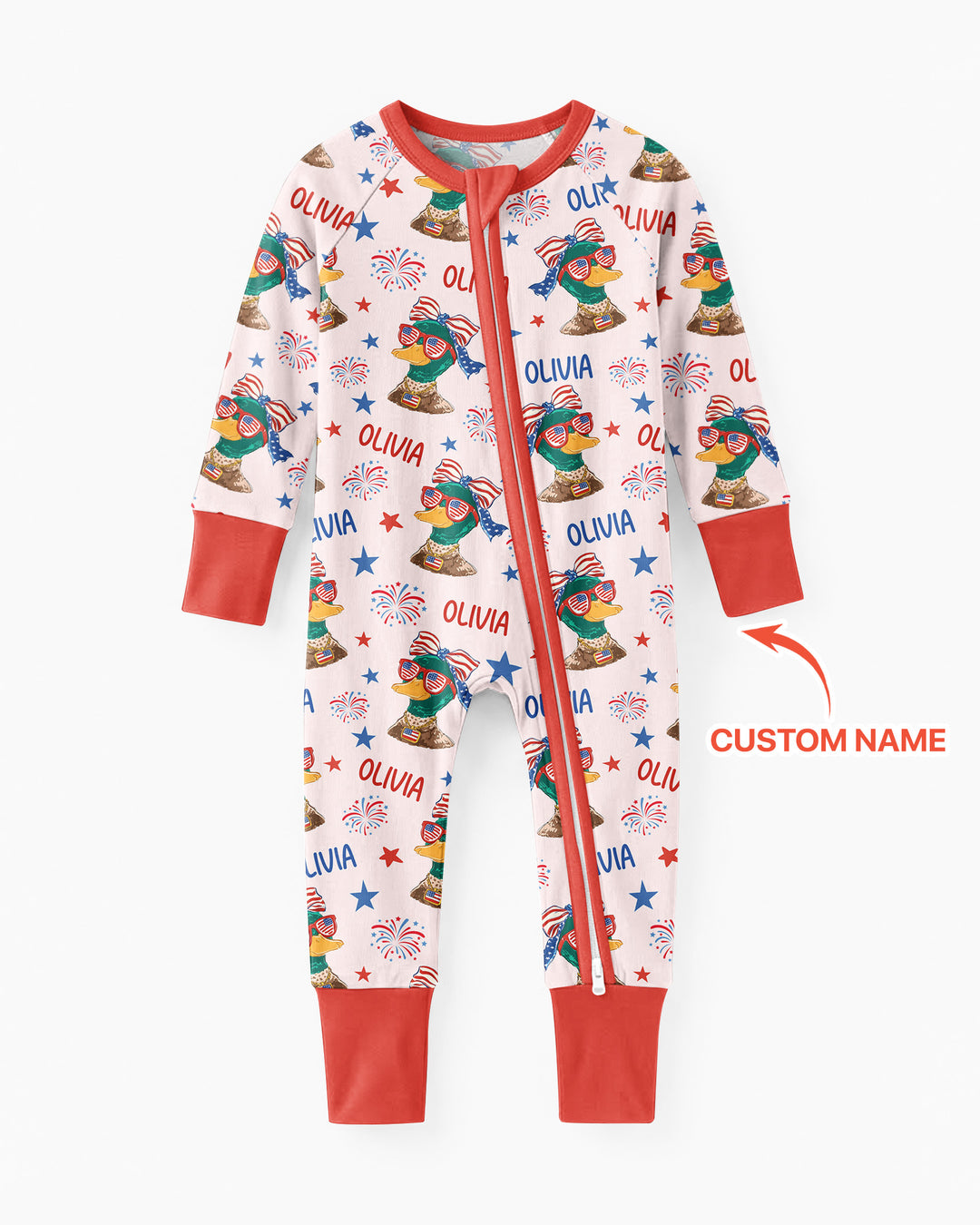 Custom Name Patriotic Mallard Duck Bamboo Convertible Zippy