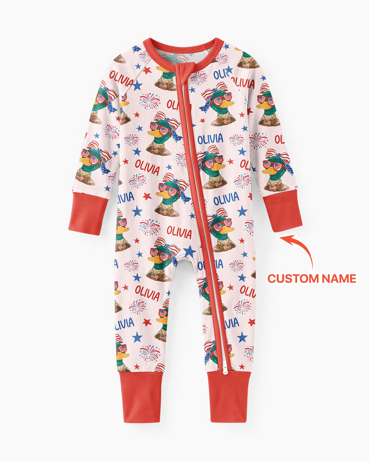 Custom Name Patriotic Mallard Duck Bamboo Convertible Zippy