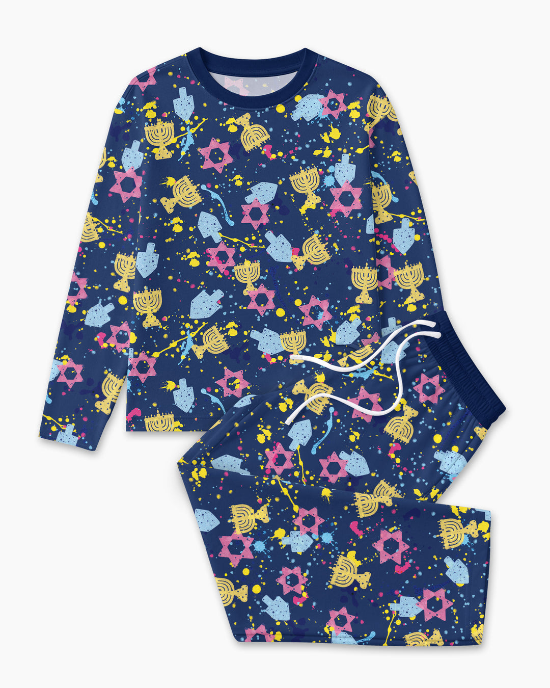 Hanukkah Family Splatter Paint  Bamboo Men's Pajama Set