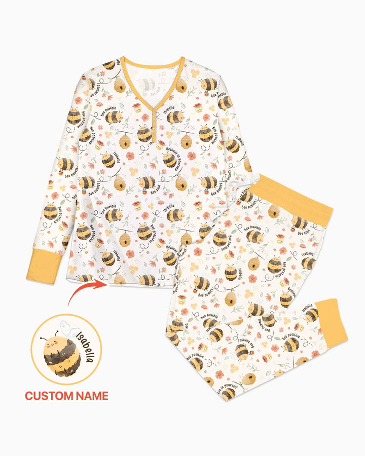 Bee Kind Custom Name Bamboo Women Pajama Set