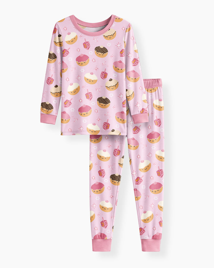 Hanukkah Donut Family Matching Bamboo Two Piece Long Sleeve Pajama Set