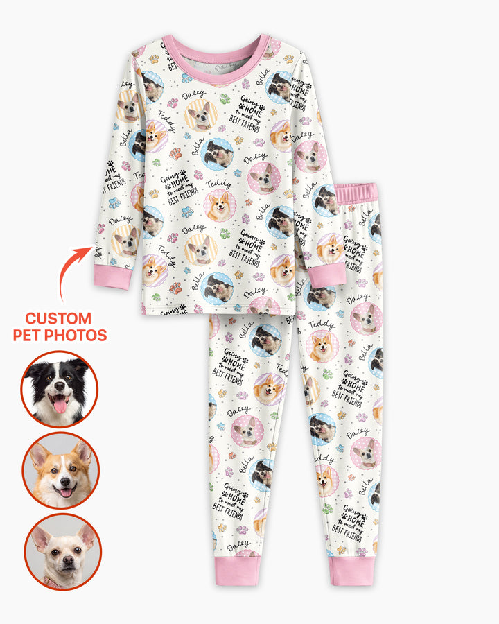 Custom Pet Photo My First Best Friend Bamboo Two Piece Long Sleeve Pajama Set