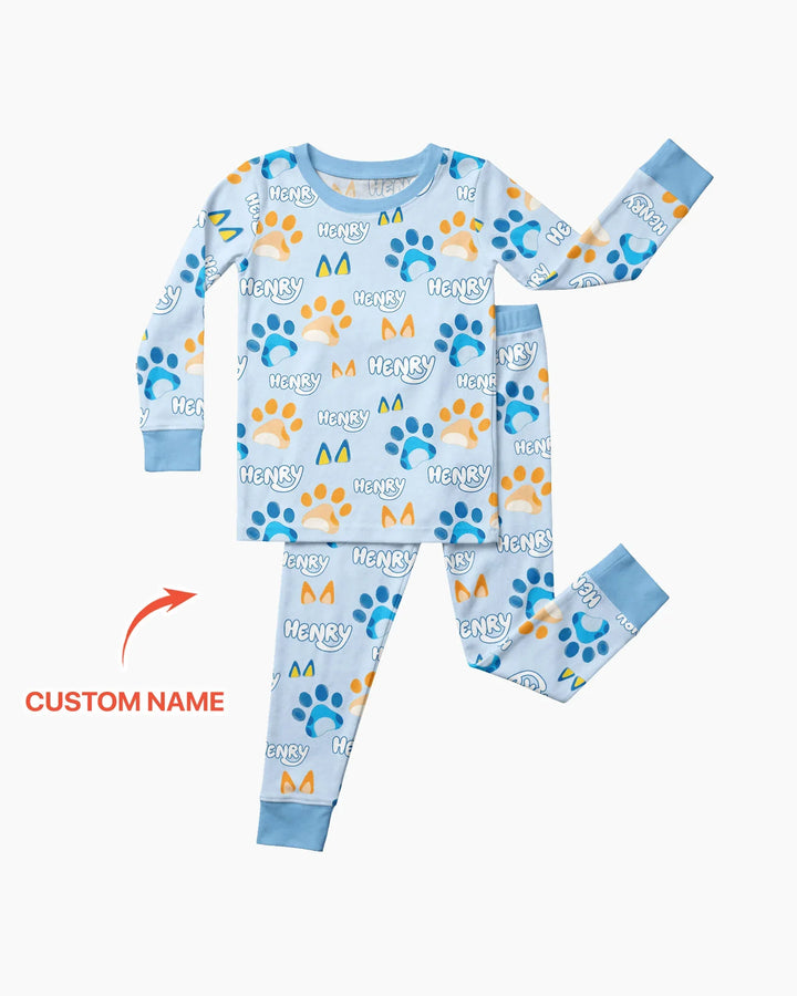 Conjunto de pijama de dos piezas de bambú con mangas largas, plantilla PERSONALIZADA