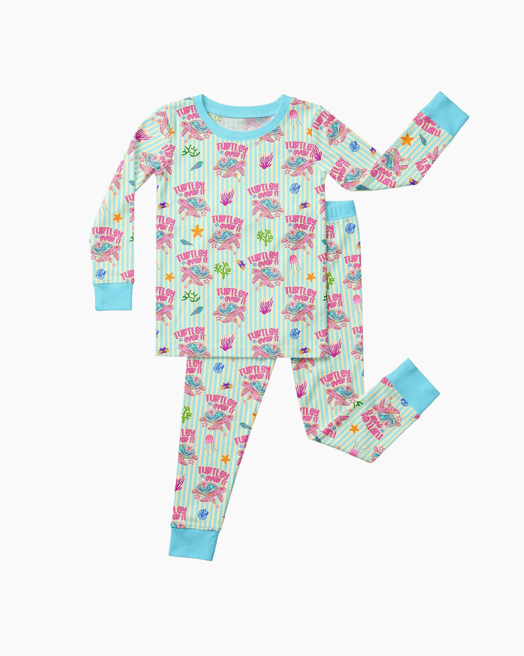 Turtley Over It Family Matching Bamboo Two Piece Long Sleeve Pajama Set