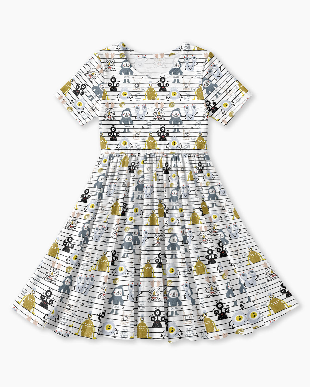 Playful Monster Friends Bamboo Twirl Dress